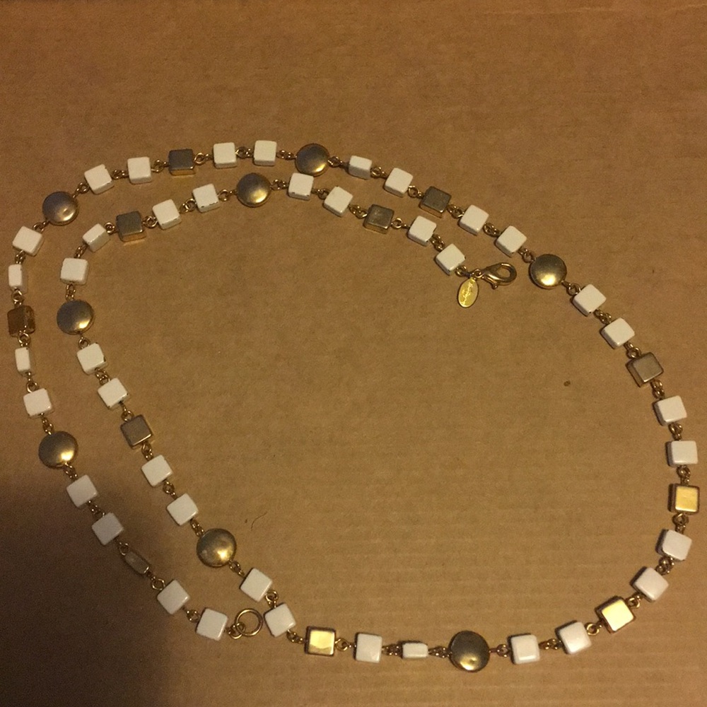 30” Worthington gold white square link necklace